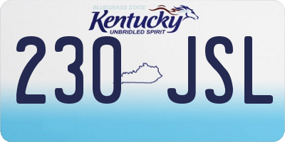 KY license plate 230JSL