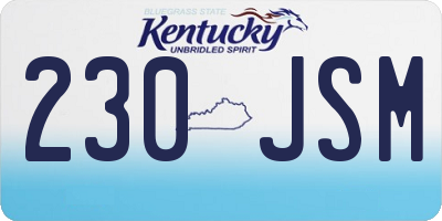 KY license plate 230JSM
