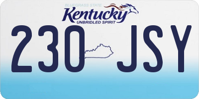 KY license plate 230JSY