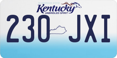 KY license plate 230JXI