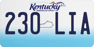 KY license plate 230LIA