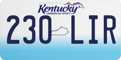 KY license plate 230LIR