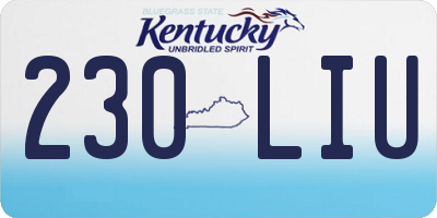 KY license plate 230LIU