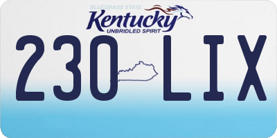 KY license plate 230LIX