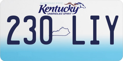 KY license plate 230LIY