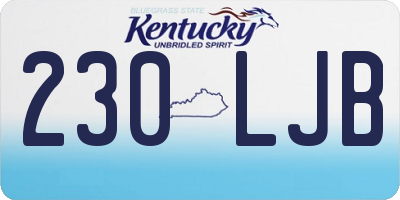 KY license plate 230LJB