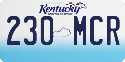 KY license plate 230MCR