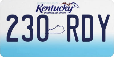KY license plate 230RDY