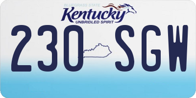 KY license plate 230SGW