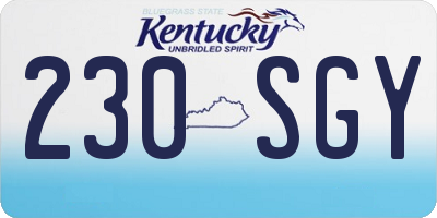 KY license plate 230SGY