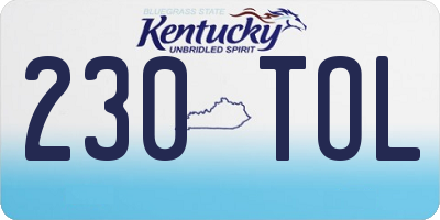 KY license plate 230TOL