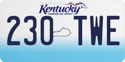 KY license plate 230TWE