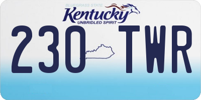 KY license plate 230TWR
