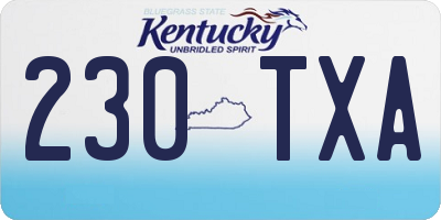 KY license plate 230TXA