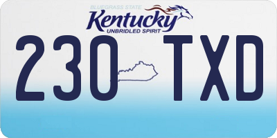 KY license plate 230TXD