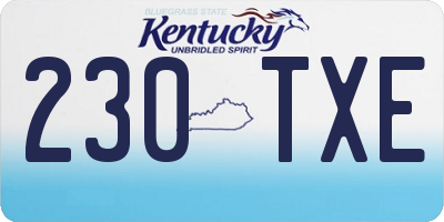 KY license plate 230TXE