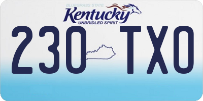 KY license plate 230TXO