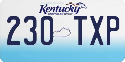 KY license plate 230TXP