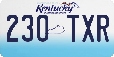 KY license plate 230TXR