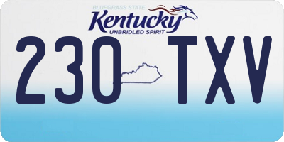 KY license plate 230TXV