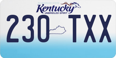 KY license plate 230TXX