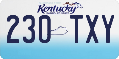 KY license plate 230TXY