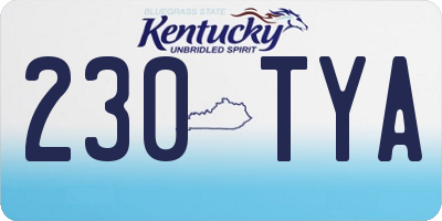 KY license plate 230TYA