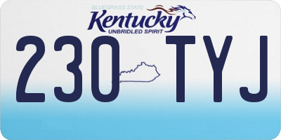 KY license plate 230TYJ