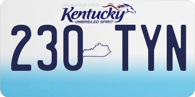 KY license plate 230TYN