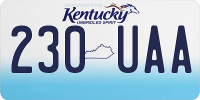 KY license plate 230UAA