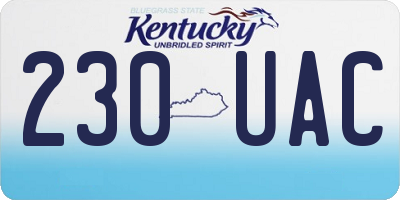 KY license plate 230UAC