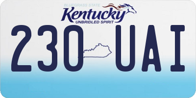 KY license plate 230UAI