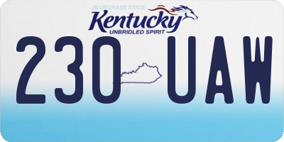 KY license plate 230UAW
