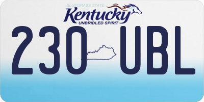 KY license plate 230UBL