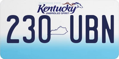 KY license plate 230UBN