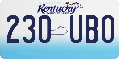 KY license plate 230UBO