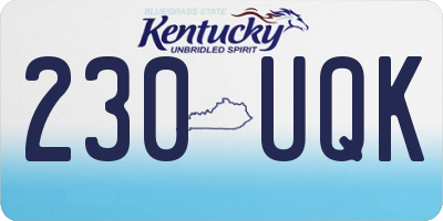 KY license plate 230UQK