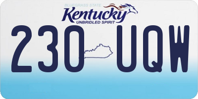 KY license plate 230UQW