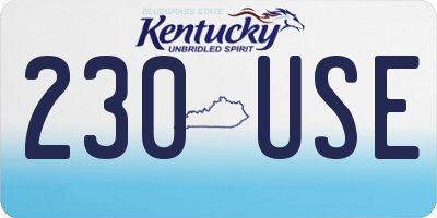 KY license plate 230USE