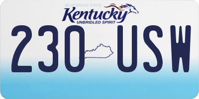 KY license plate 230USW