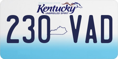 KY license plate 230VAD