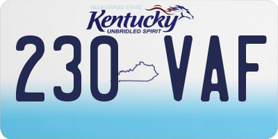 KY license plate 230VAF