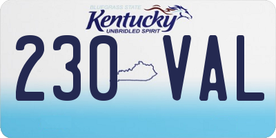 KY license plate 230VAL