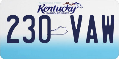 KY license plate 230VAW