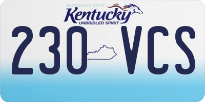 KY license plate 230VCS
