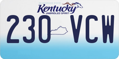 KY license plate 230VCW