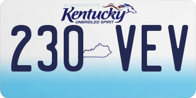 KY license plate 230VEV