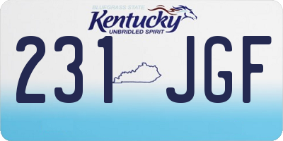 KY license plate 231JGF