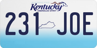 KY license plate 231JOE