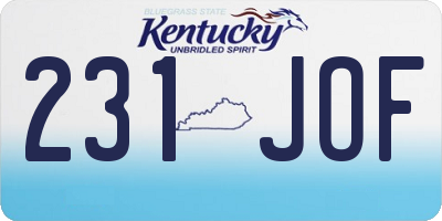 KY license plate 231JOF